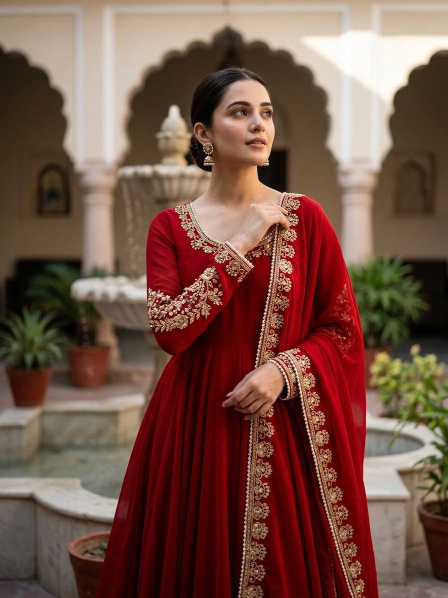 Kashmira Elegant Embroidered Ethnic Wear Anarkali Suit Set