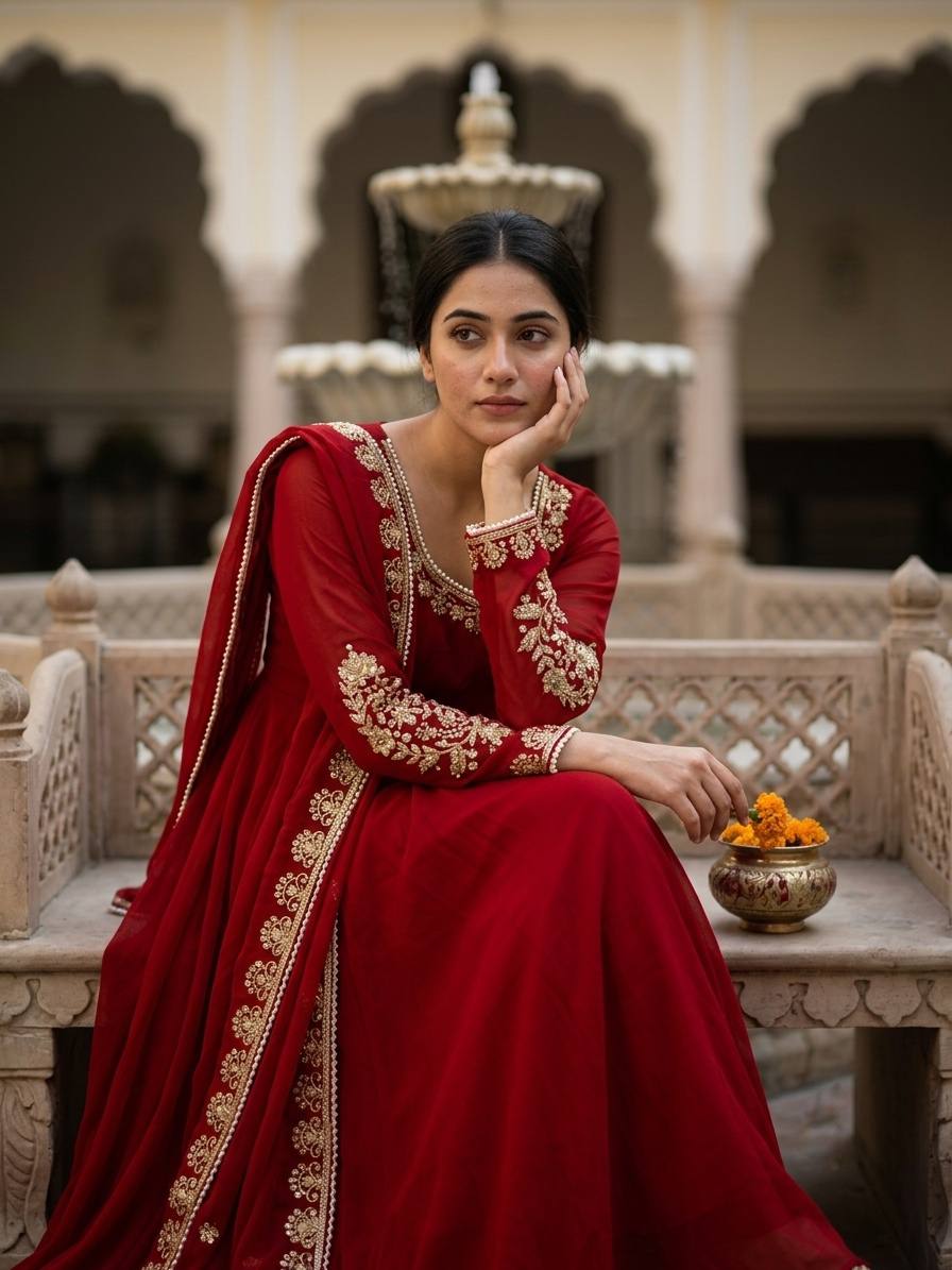 Kashmira Elegant Embroidered Ethnic Wear Anarkali Suit Set