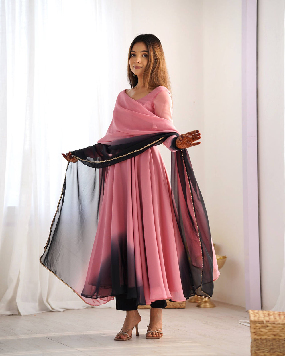 Celeste Blush Ombre Anarkali Set