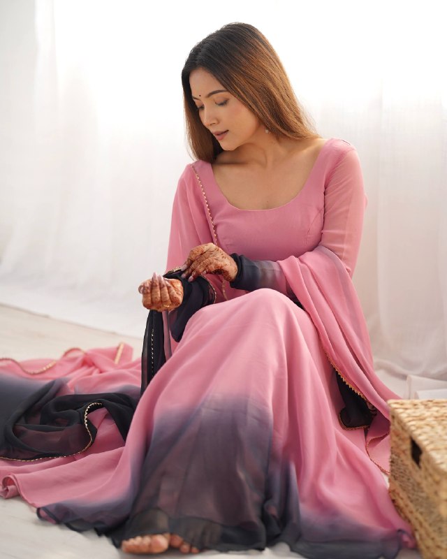 Celeste Blush Ombre Anarkali Set