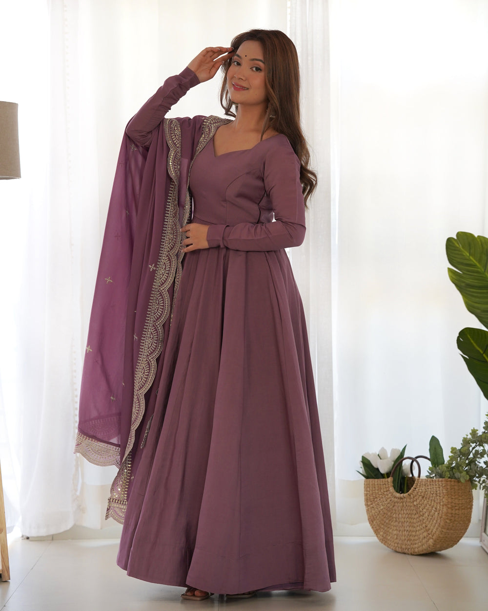Premium Roman Silk  Abira Signature Edition Anarkali Suit Set