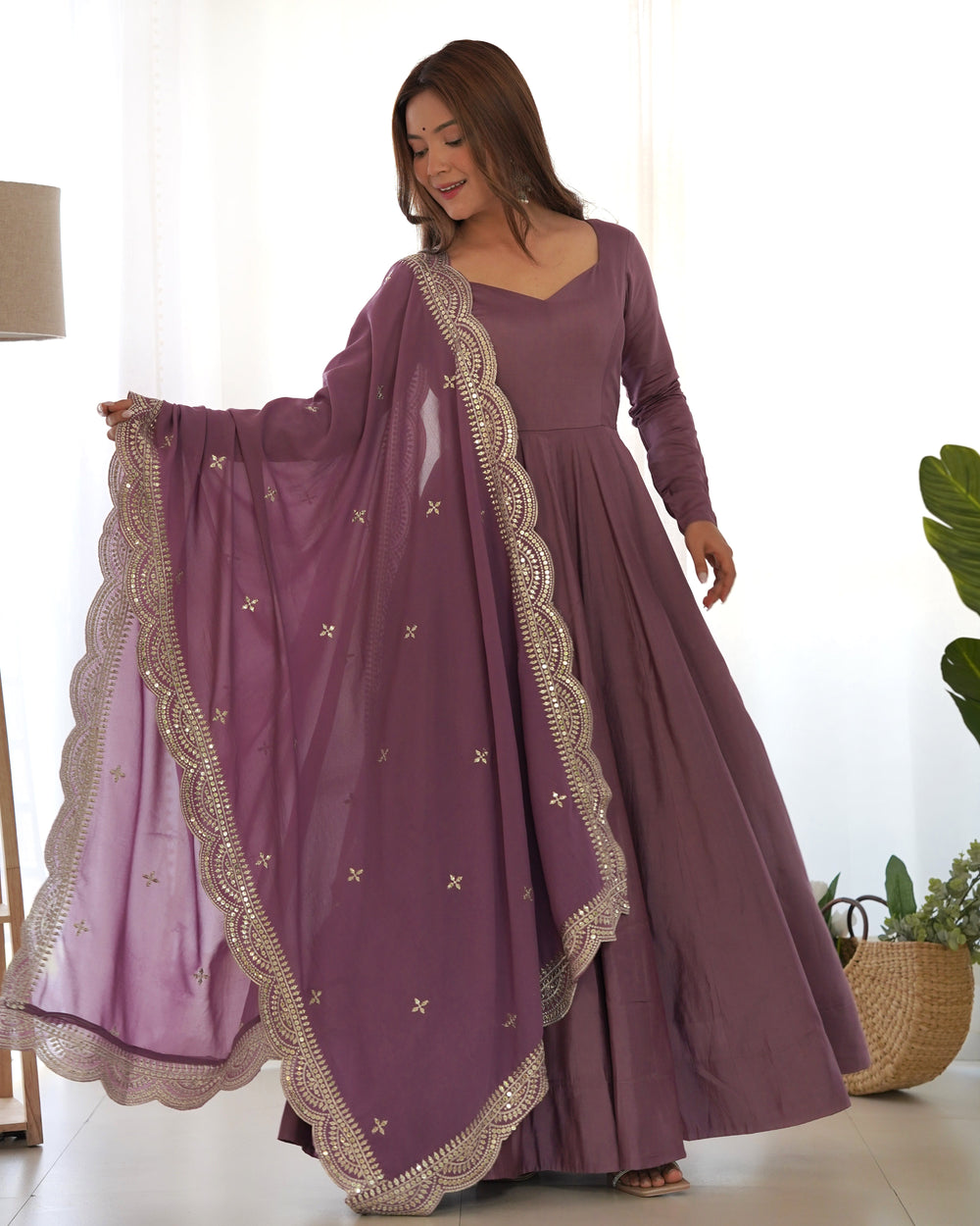 Premium Roman Silk  Abira Signature Edition Anarkali Suit Set