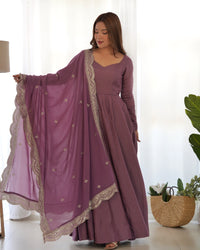 Premium Roman Silk  Abira Signature Edition Anarkali Suit Set