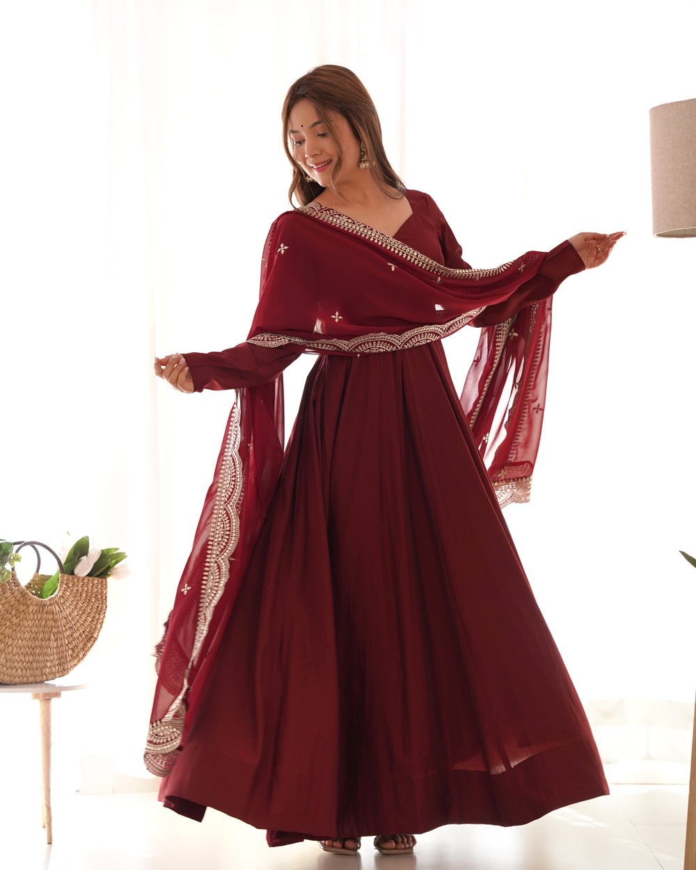 Premium Roman Silk  Abira Signature Edition Anarkali Suit Set