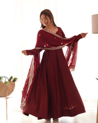 Premium Roman Silk  Abira Signature Edition Anarkali Suit Set