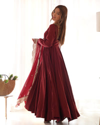 Premium Roman Silk  Abira Signature Edition Anarkali Suit Set