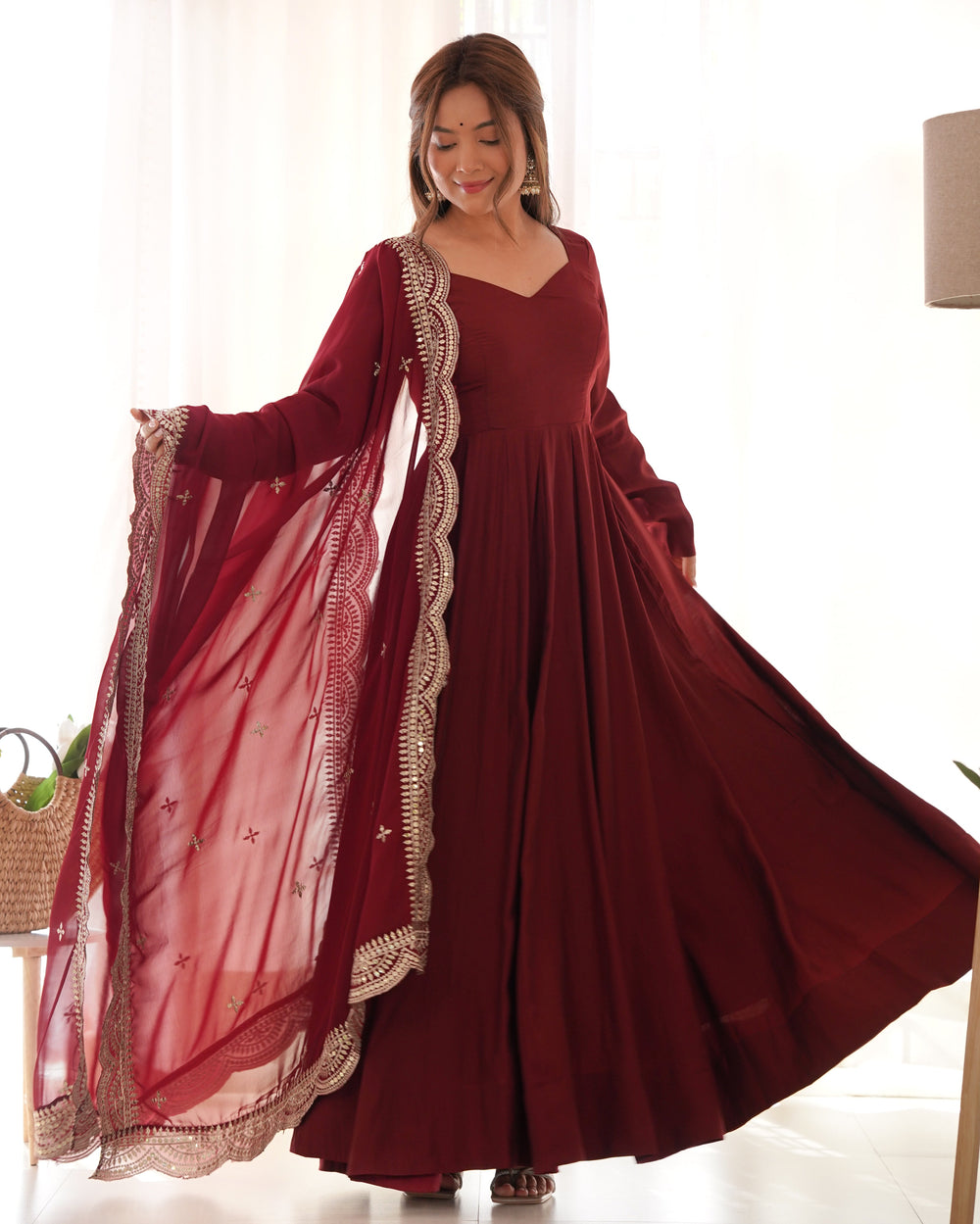 Premium Roman Silk  Abira Signature Edition Anarkali Suit Set