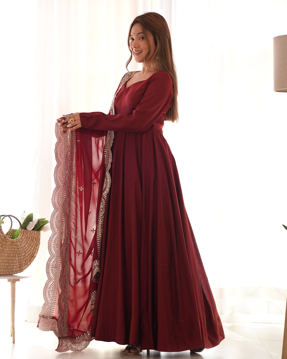 Premium Roman Silk  Abira Signature Edition Anarkali Suit Set