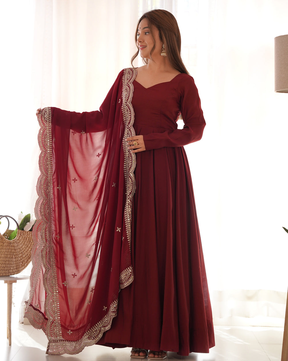 Premium Roman Silk  Abira Signature Edition Anarkali Suit Set