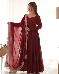 Premium Roman Silk  Abira Signature Edition Anarkali Suit Set