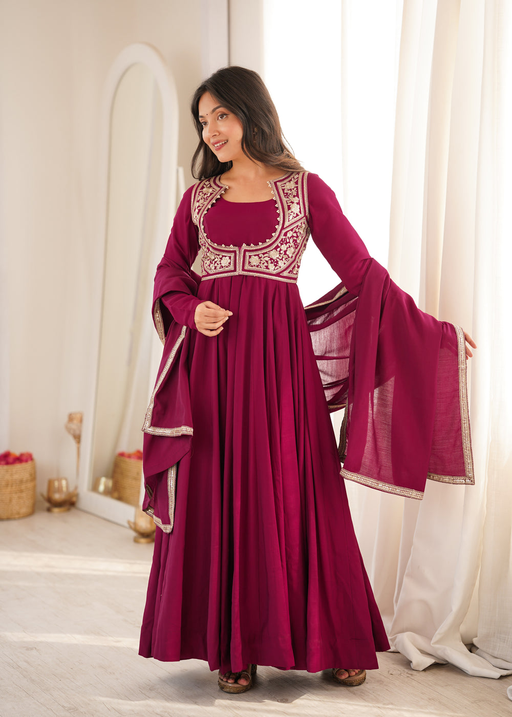 Janhavi Elegant Embroidered Ethnic Wear Suit Set