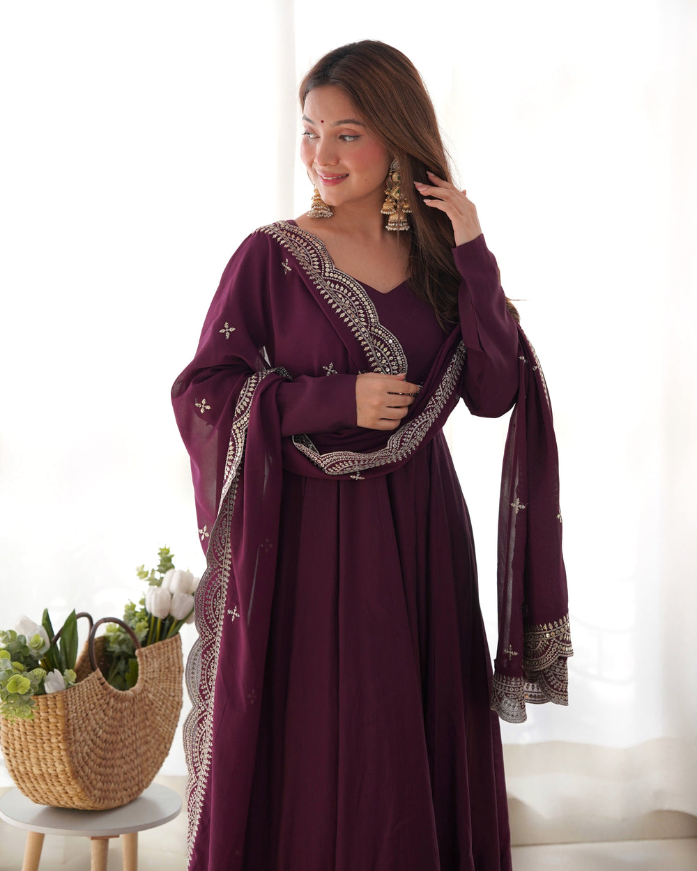 Premium Roman Silk  Abira Signature Edition Anarkali Suit Set