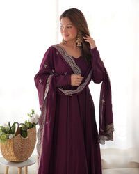 Premium Roman Silk  Abira Signature Edition Anarkali Suit Set