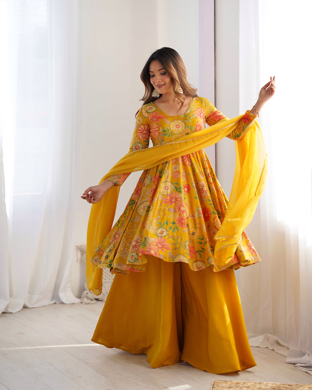 Yellow Garden Sharara Set