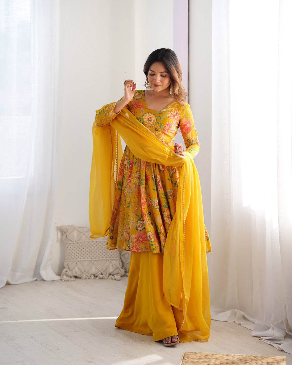 Yellow Garden Sharara Set