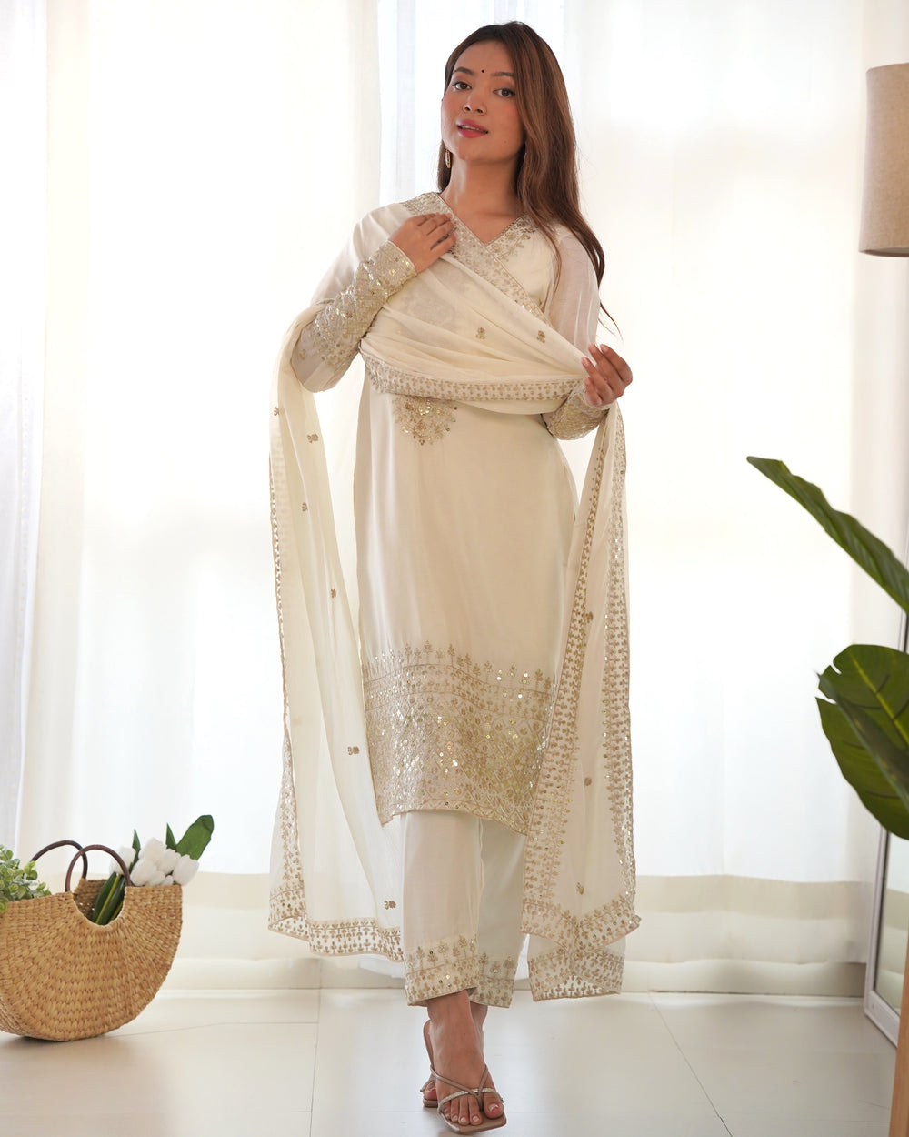 Charviika Elegant Embroidered Ethnic Wear Anarkali Sut Set