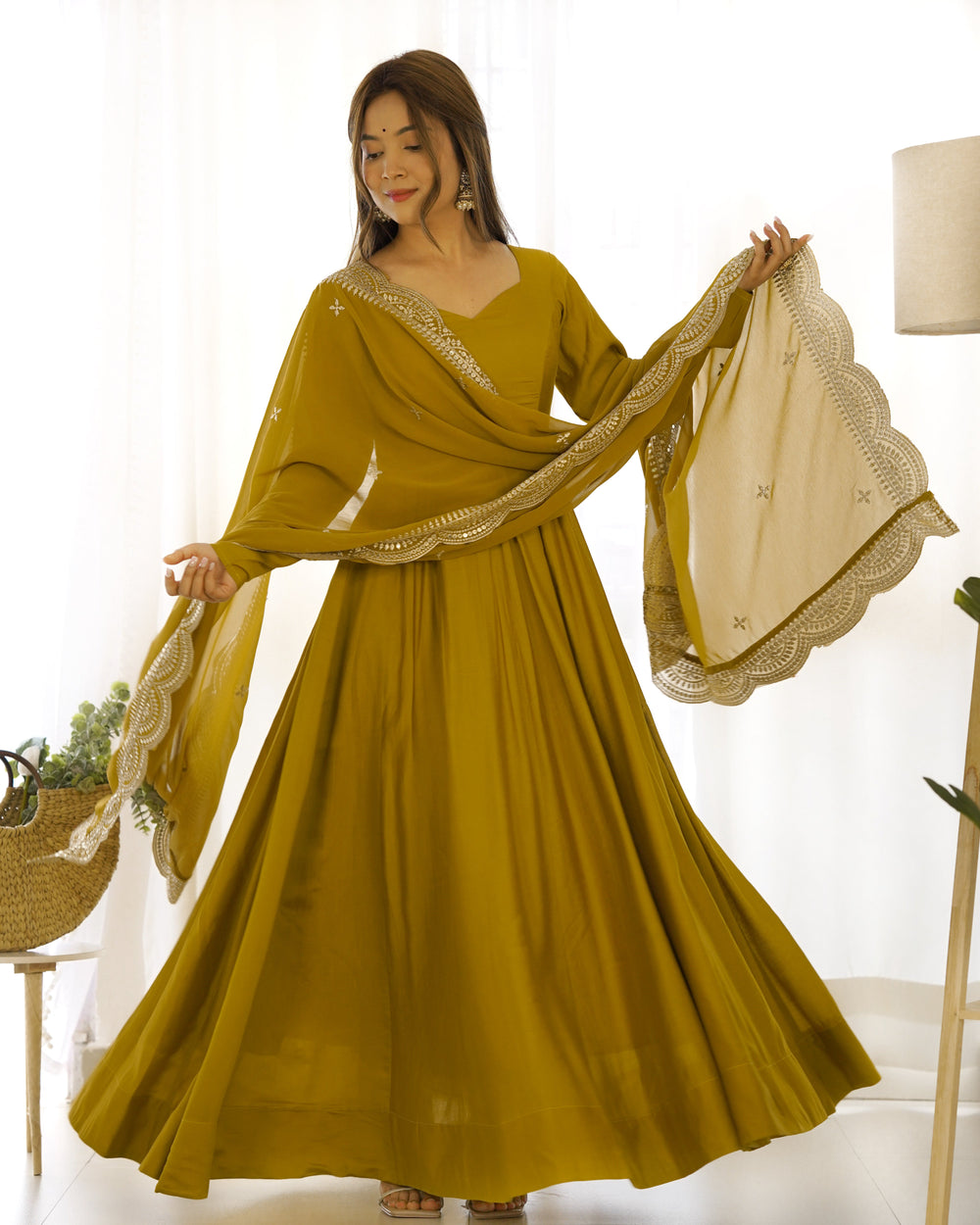 Premium Roman Silk  Abira Signature Edition Anarkali Suit Set