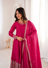 Premium  Vichitra Silk Abira Signature Edition Anarkali Suit Set