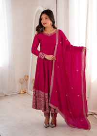 Premium  Vichitra Silk Abira Signature Edition Anarkali Suit Set