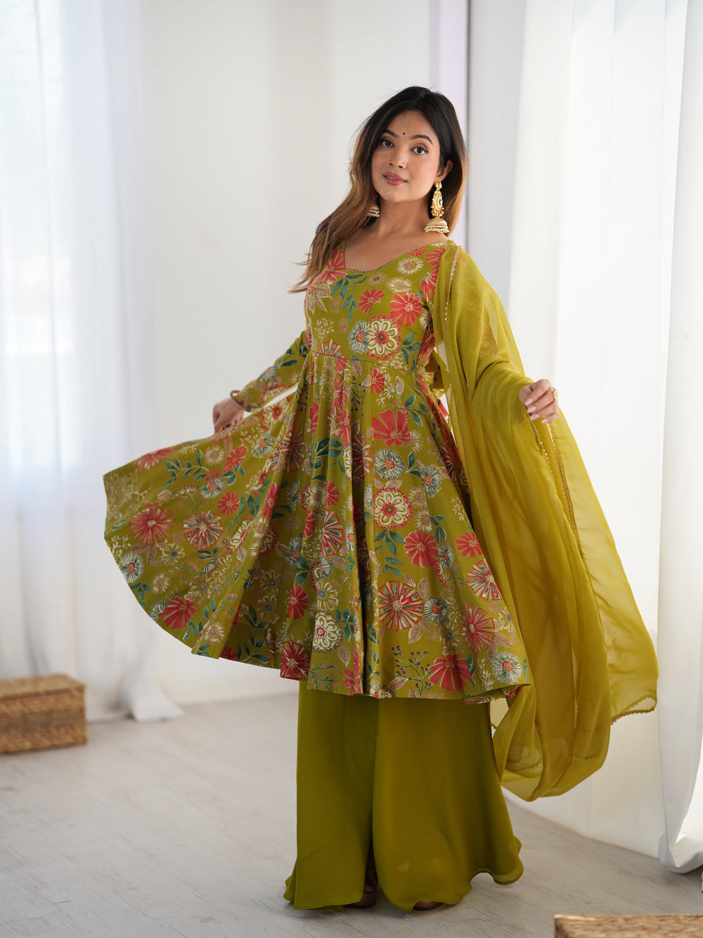 Green Garden Sharara Set