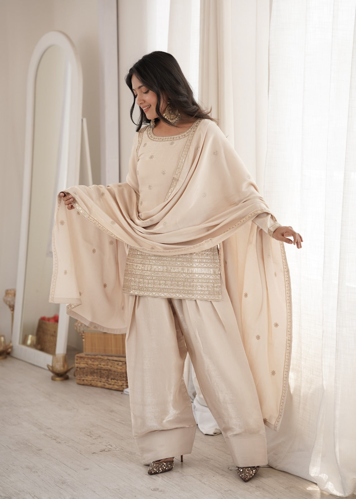 Elegant  Embroidered Ethnic Wear Set