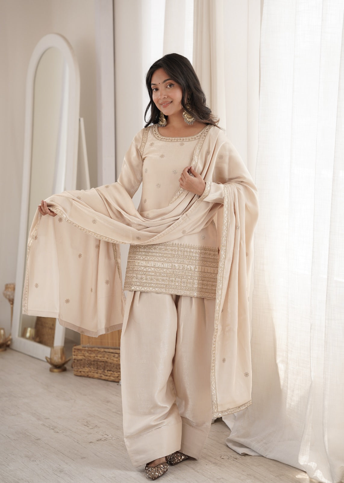 Elegant  Embroidered Ethnic Wear Set