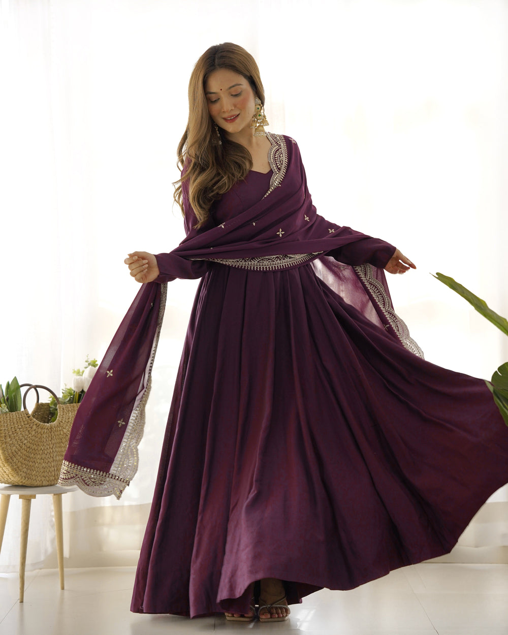 Premium Roman Silk  Abira Signature Edition Anarkali Suit Set