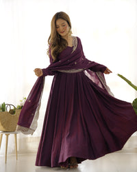 Premium Roman Silk  Abira Signature Edition Anarkali Suit Set