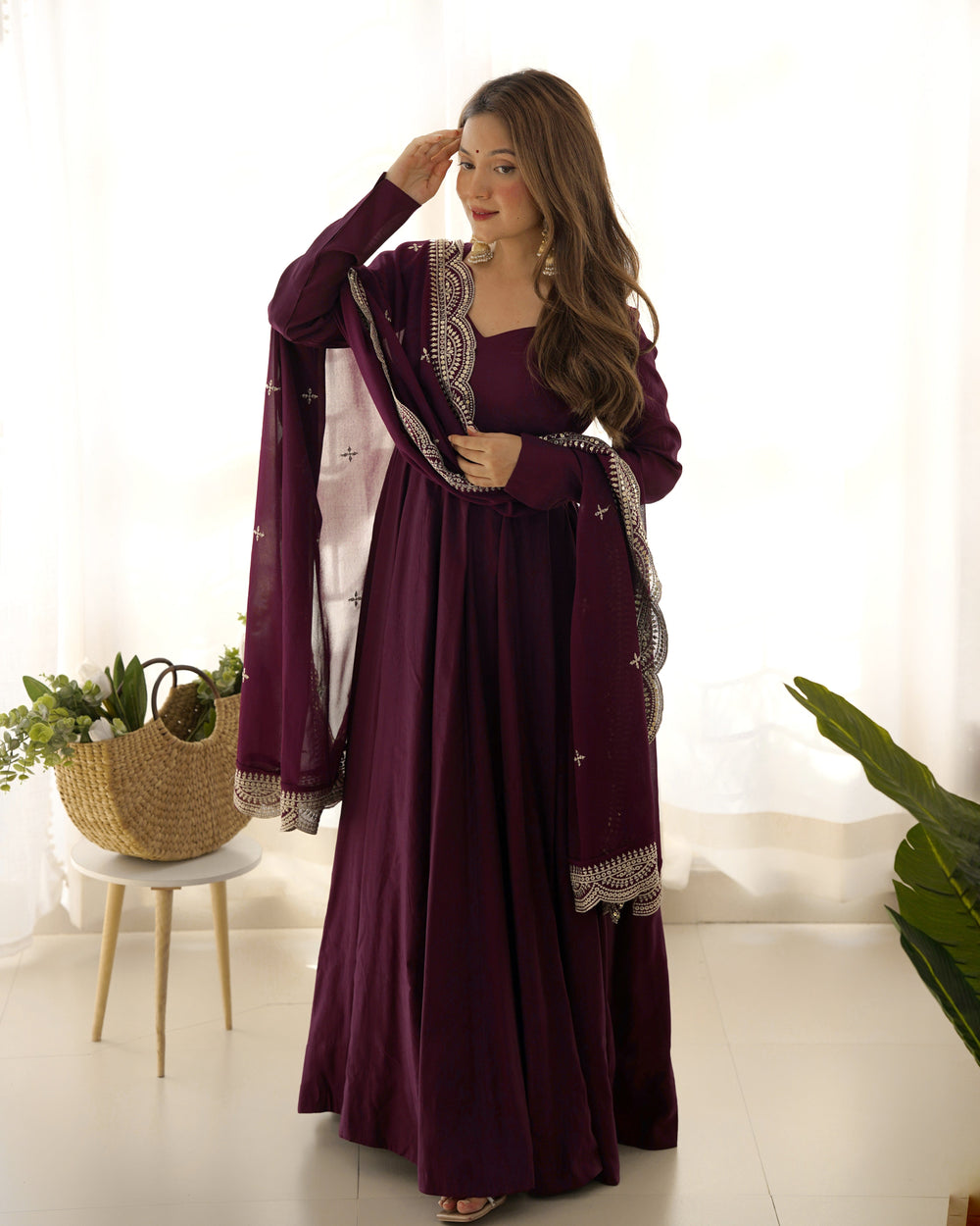 Premium Roman Silk  Abira Signature Edition Anarkali Suit Set