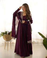Premium Roman Silk  Abira Signature Edition Anarkali Suit Set
