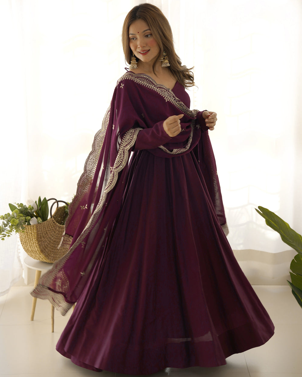 Premium Roman Silk  Abira Signature Edition Anarkali Suit Set