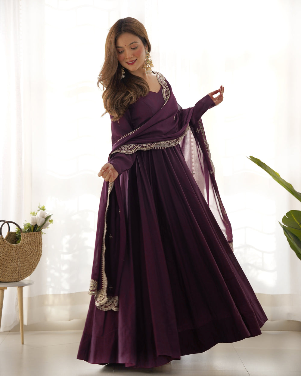 Premium Roman Silk  Abira Signature Edition Anarkali Suit Set