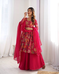 Rehvika Premium Roman Silk Chanderi Kediya Palazzo Set