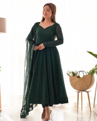 Tvesha Premium Soft Fox Georgette Lucknowi Anarkali Gown Set