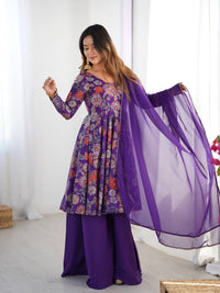 Kanika Premium Roman Silk Chanderi Kediya Palazzo Set
