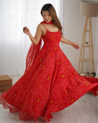 Kanishka Luxury Bandhej Anarkali Suit Set
