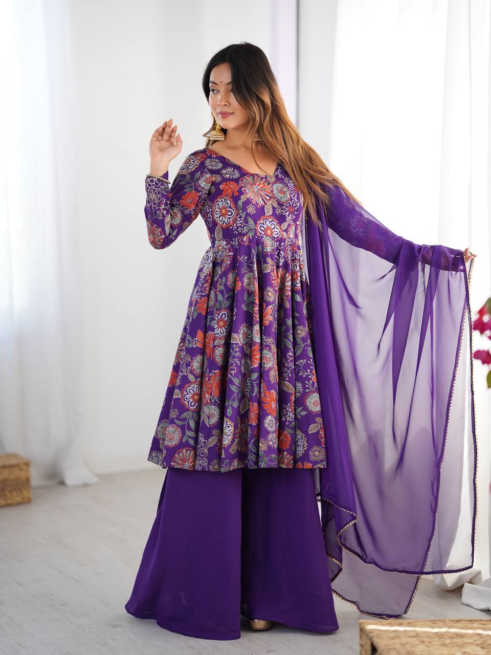Kanika Premium Roman Silk Chanderi Kediya Palazzo Set
