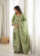 Zyvika Premium Glass Roman Silk Farshi Suit Set