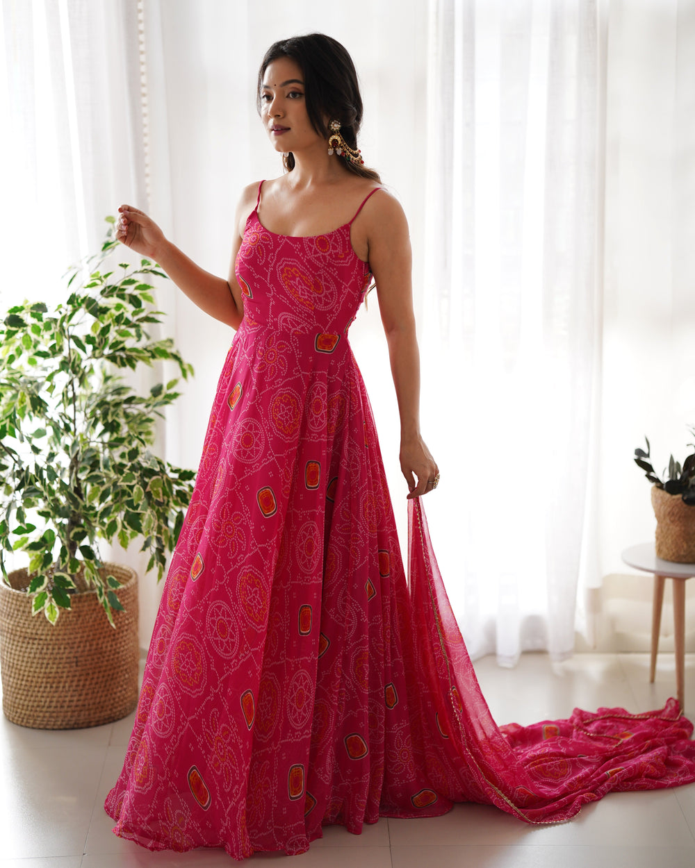 Saanvi Luxury Bandhej Anarkali Suit Set