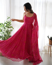 Saanvi Luxury Bandhej Anarkali Suit Set