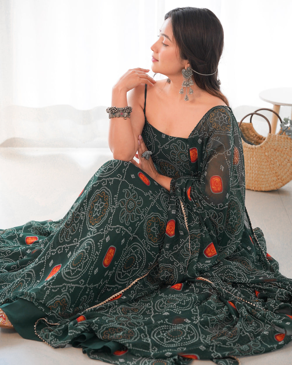 Naira Luxury Bandhej Anarkali Suit Set