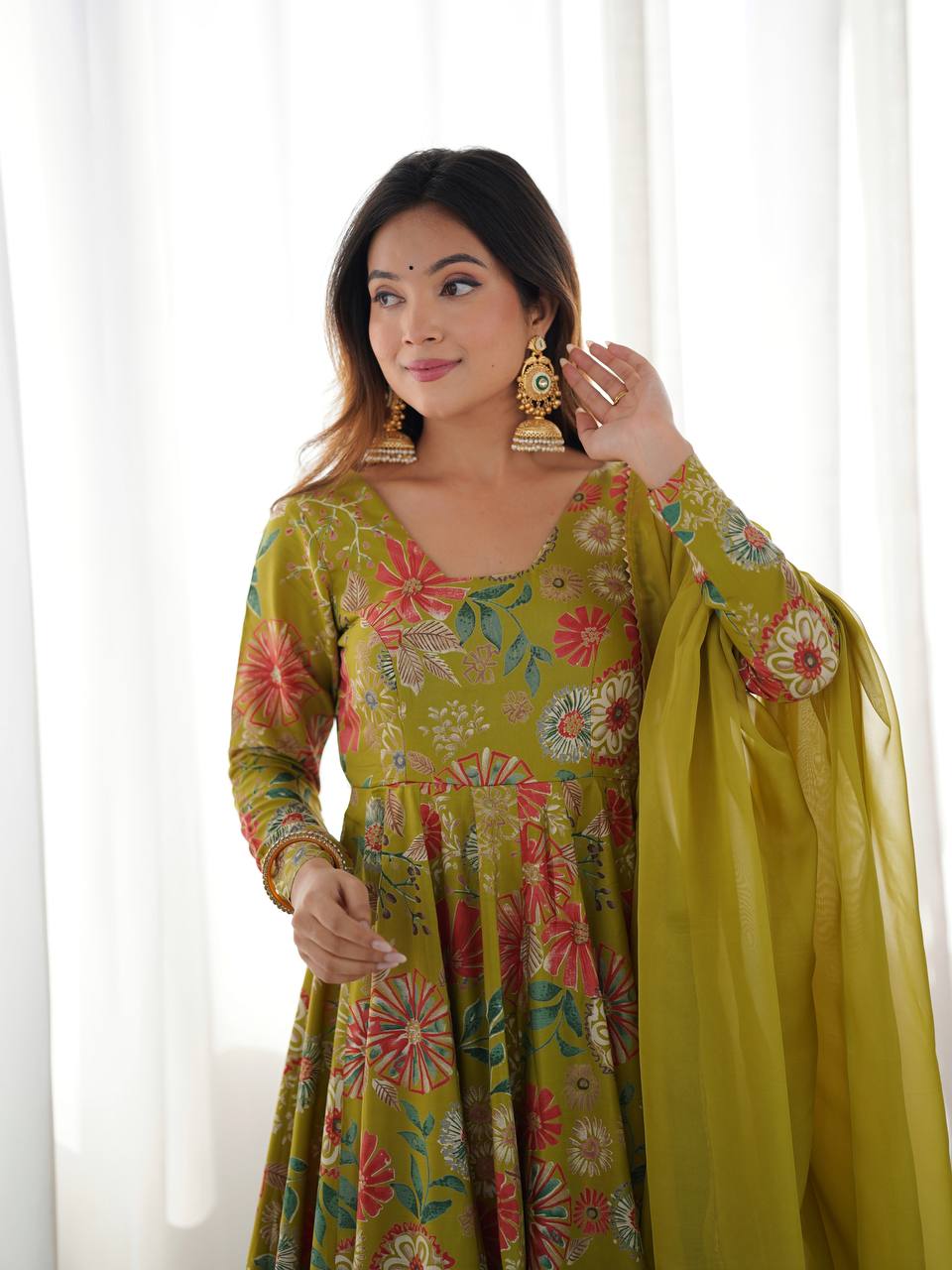 Mirzaya Premium Roman Silk Chanderi Kediya Palazzo Set