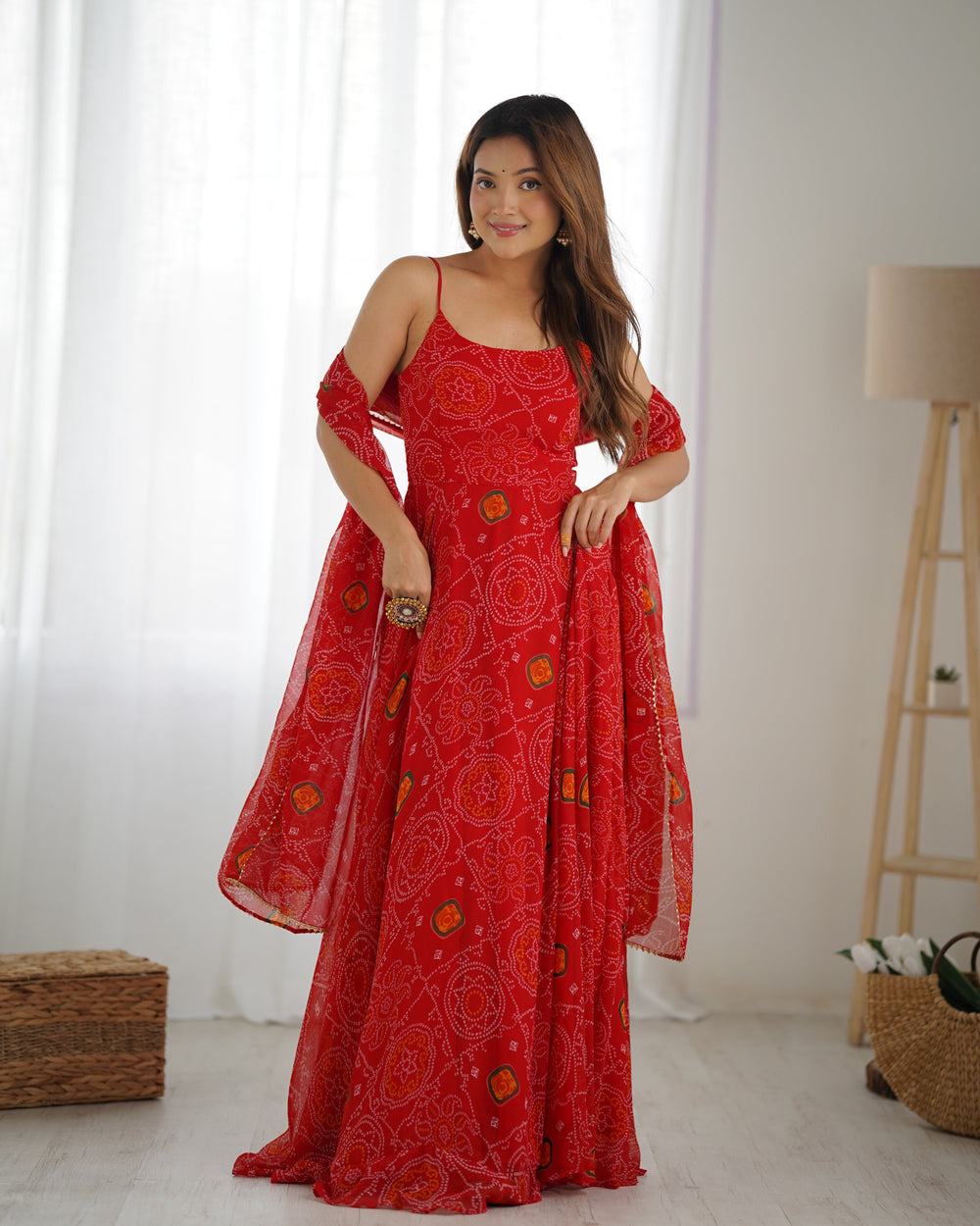 Kanishka Luxury Bandhej Anarkali Suit Set