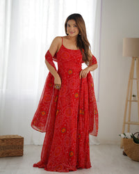 Kanishka Luxury Bandhej Anarkali Suit Set