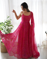 Saanvi Luxury Bandhej Anarkali Suit Set
