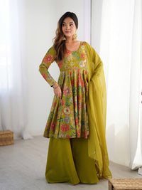 Mirzaya Premium Roman Silk Chanderi Kediya Palazzo Set