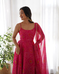 Saanvi Luxury Bandhej Anarkali Suit Set
