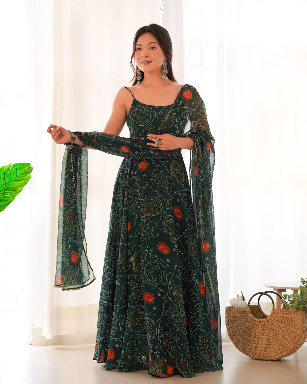 Naira Luxury Bandhej Anarkali Suit Set