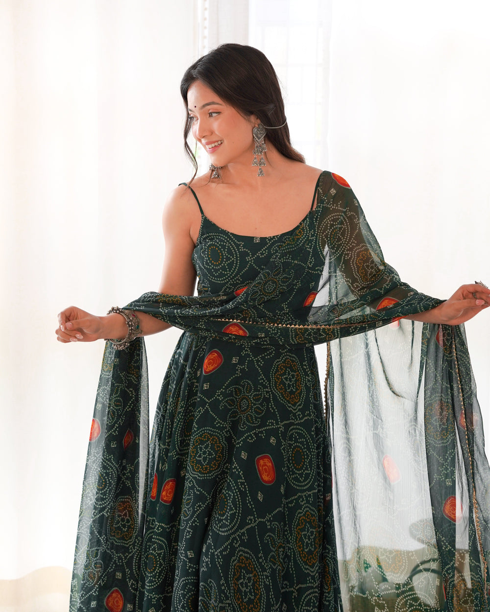 Naira Luxury Bandhej Anarkali Suit Set