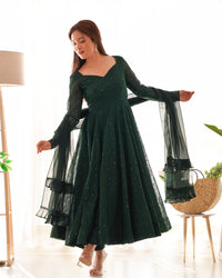 Tvesha Premium Soft Fox Georgette Lucknowi Anarkali Gown Set